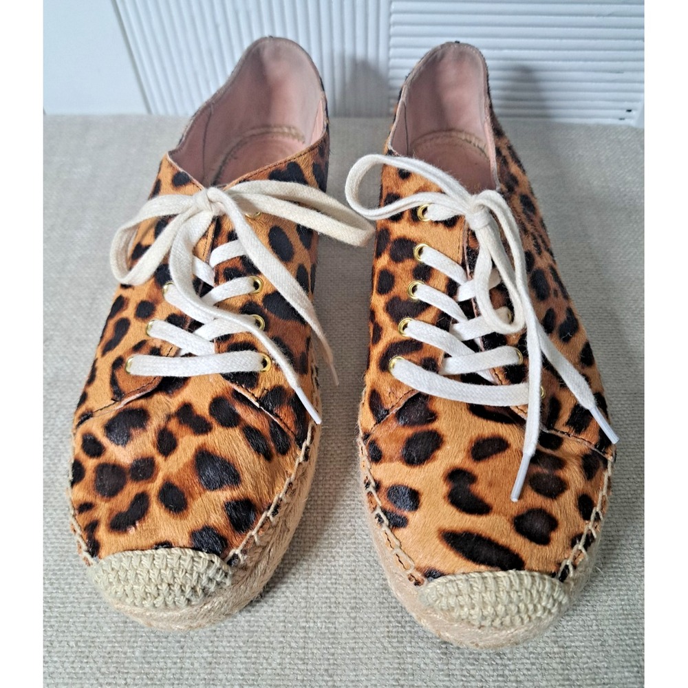 J. Crew Espadrilles Size 9 Brown Animal Print Calf Hair Lace-up